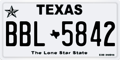 TX license plate BBL5842