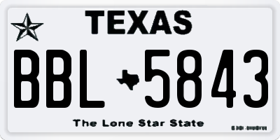 TX license plate BBL5843