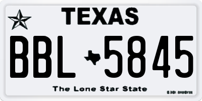 TX license plate BBL5845