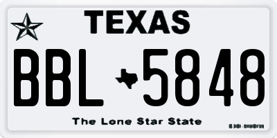 TX license plate BBL5848