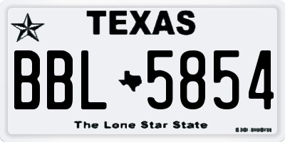 TX license plate BBL5854
