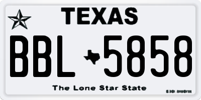 TX license plate BBL5858