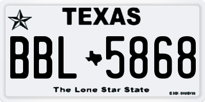 TX license plate BBL5868