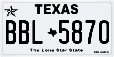 TX license plate BBL5870