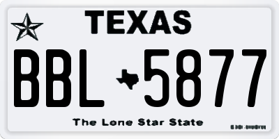 TX license plate BBL5877