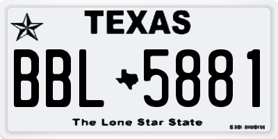 TX license plate BBL5881