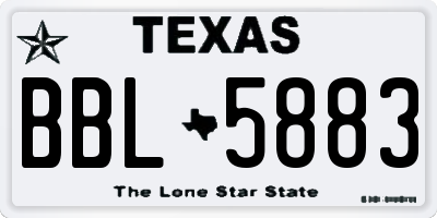 TX license plate BBL5883