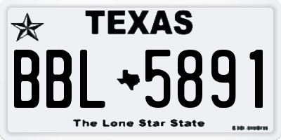 TX license plate BBL5891