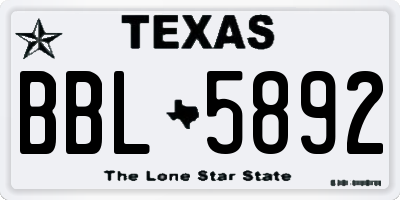 TX license plate BBL5892