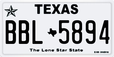 TX license plate BBL5894