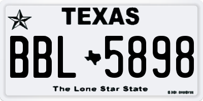 TX license plate BBL5898