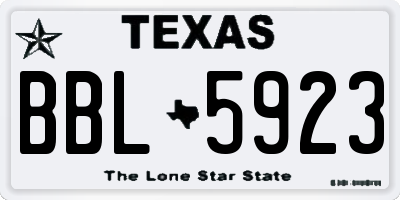 TX license plate BBL5923