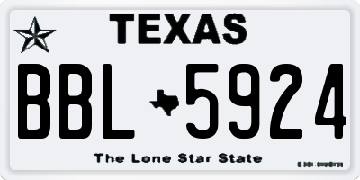 TX license plate BBL5924