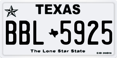 TX license plate BBL5925