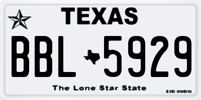 TX license plate BBL5929