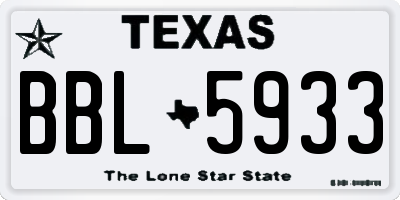 TX license plate BBL5933