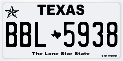 TX license plate BBL5938