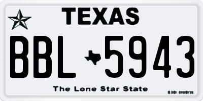 TX license plate BBL5943