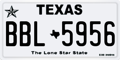 TX license plate BBL5956