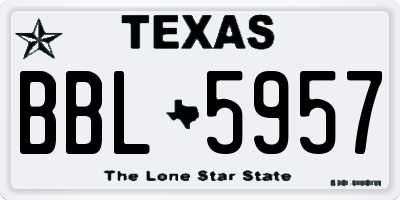 TX license plate BBL5957