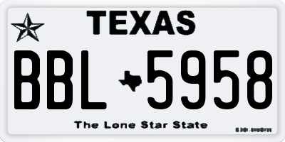 TX license plate BBL5958