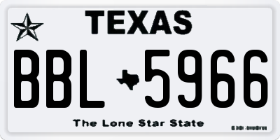 TX license plate BBL5966