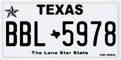 TX license plate BBL5978