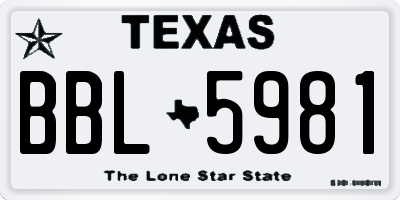 TX license plate BBL5981