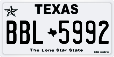 TX license plate BBL5992