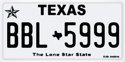 TX license plate BBL5999