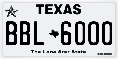TX license plate BBL6000