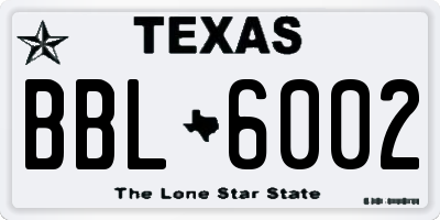 TX license plate BBL6002