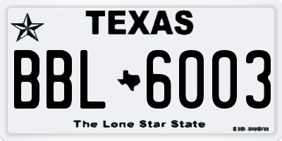 TX license plate BBL6003