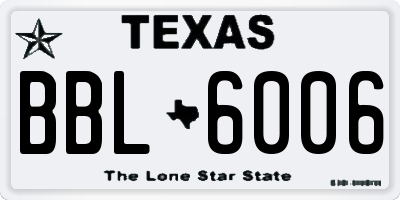 TX license plate BBL6006