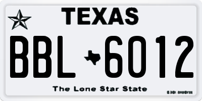 TX license plate BBL6012