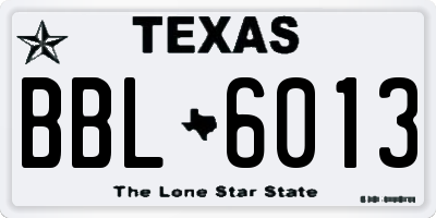 TX license plate BBL6013