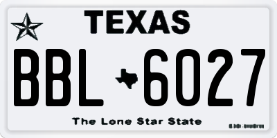 TX license plate BBL6027