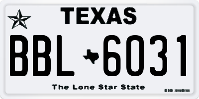 TX license plate BBL6031