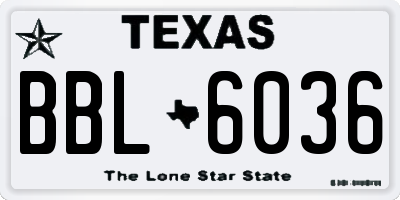TX license plate BBL6036