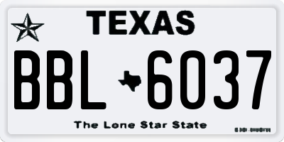 TX license plate BBL6037