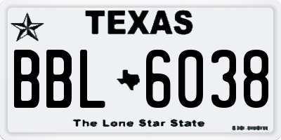 TX license plate BBL6038