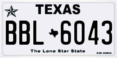 TX license plate BBL6043