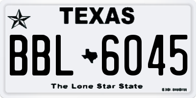 TX license plate BBL6045
