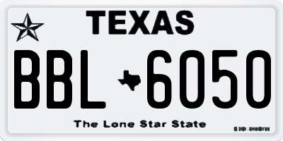 TX license plate BBL6050