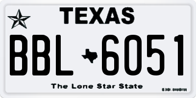 TX license plate BBL6051