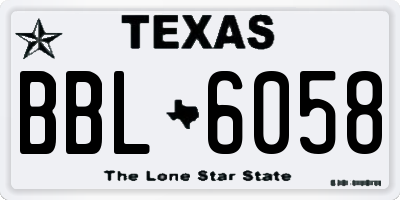 TX license plate BBL6058