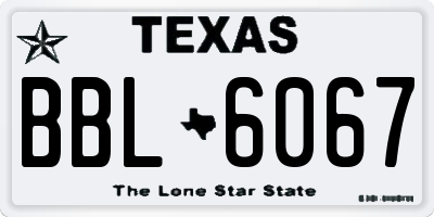 TX license plate BBL6067