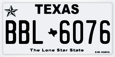 TX license plate BBL6076