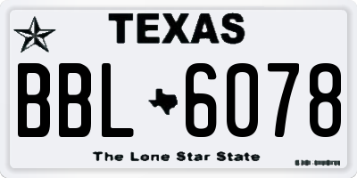 TX license plate BBL6078