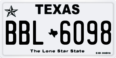 TX license plate BBL6098